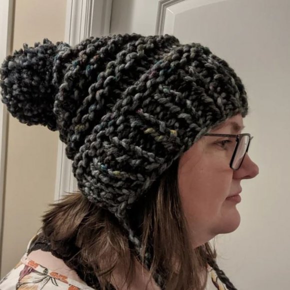 Knit Winter Woolen Pom Pom Ear Flap Chullo Slouchy Bonnet Women's Girls Hat - Picture 2 of 2